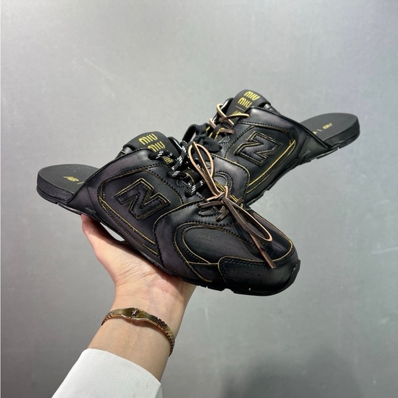 New Balance Miu Miu Shoes - New Balance Miu Miu Black Slide Sneakers - Casual Lace-Up Mule